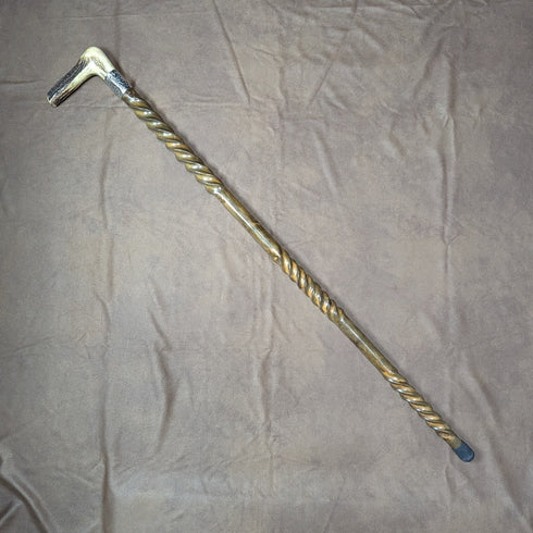 Around 1895 British Antique Men's Walking Stick Antler Clutch Handle Twist Shaft 85cm